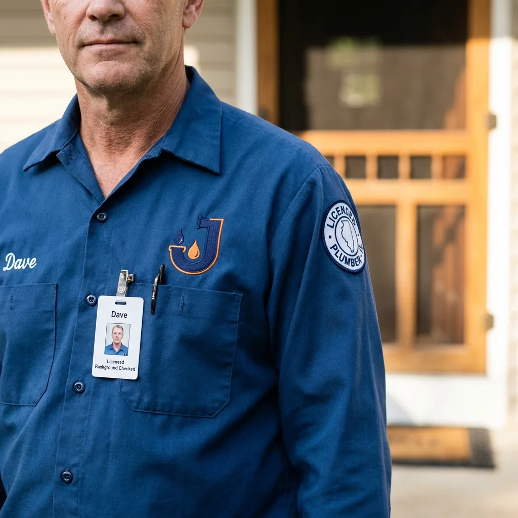 Licensed plumber showing ID badge in South San Francisco, CA