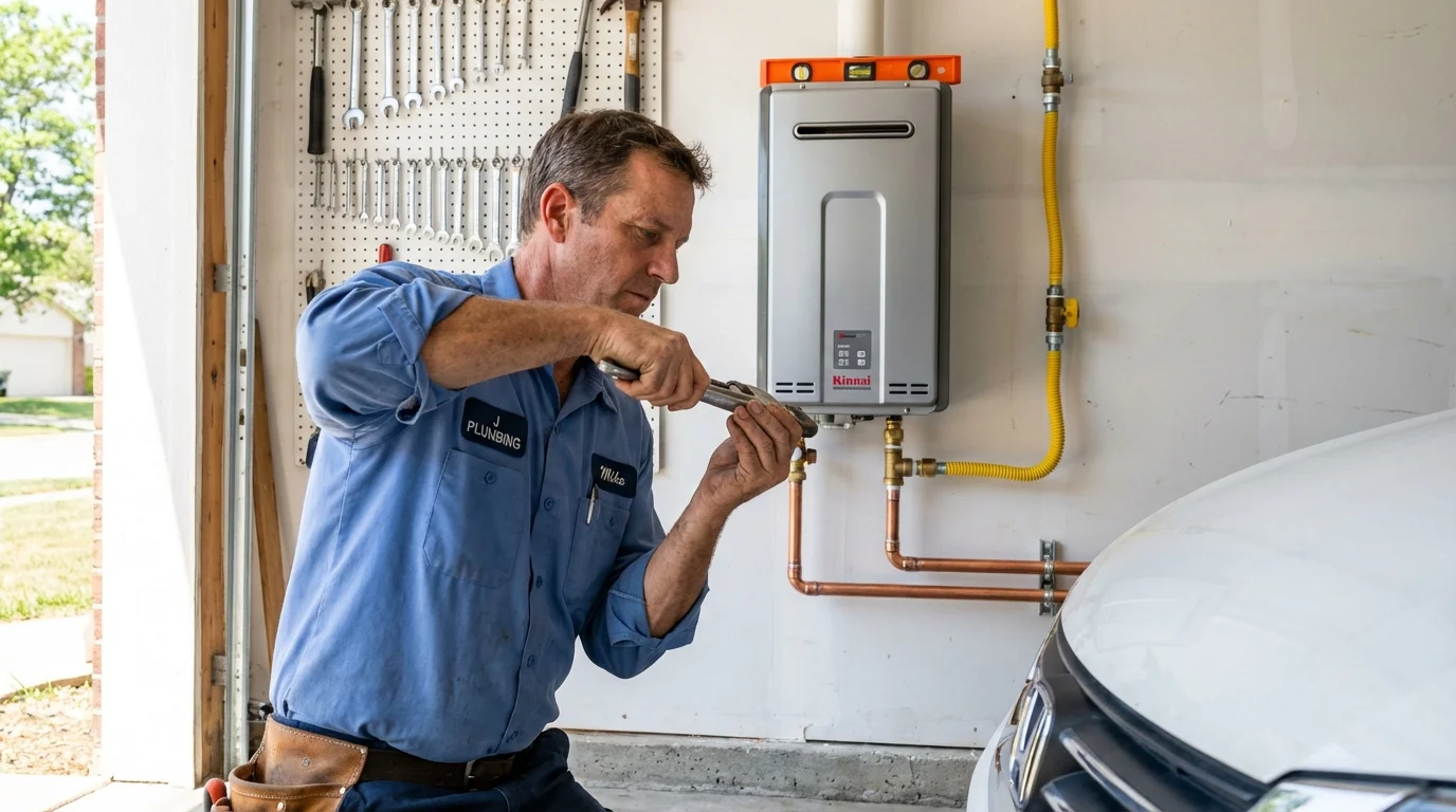 Tankless water heater installation by a Johns Plumbing LLC plumber in South San Francisco
